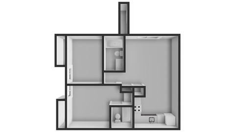 Floor plan for 2 beds, 2 baths, 675 sqft